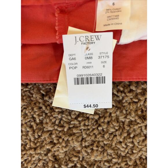J Crew Factory 2012 Orange Poppy Cotton Stretch Bermuda Shorts Womens 6 NEW NWT - Picture 9 of 11